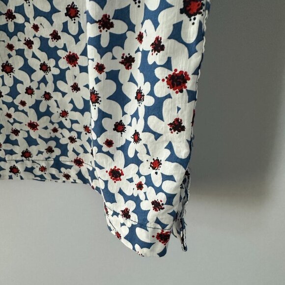 Free Assembly White Flower Print Large Men's Short Sleeve Shirt 100% Cotton - Picture 4 of 10